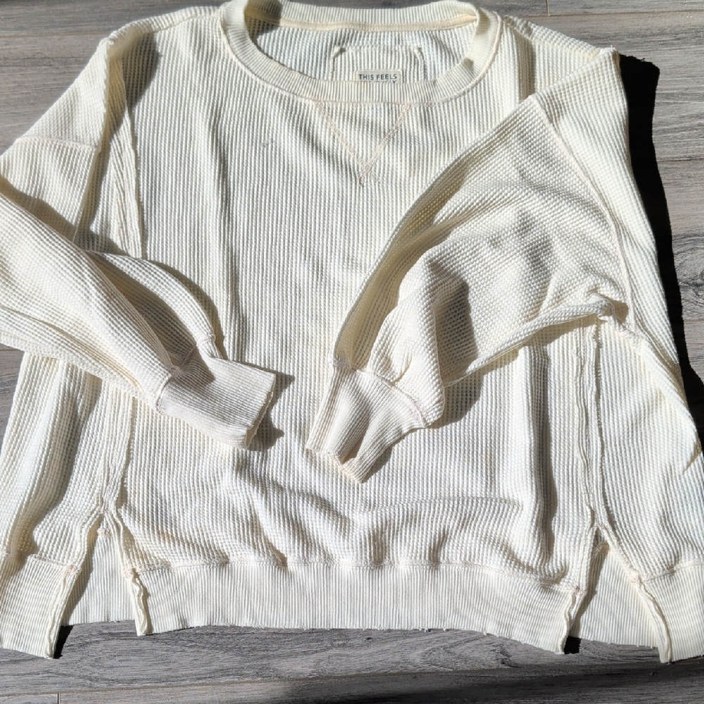 American Eagle Crew neck Waffle Sweatshirt